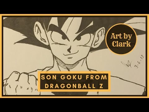 Son Goku from Dragonball Z Anime, Speed Drawing, Time Lapse