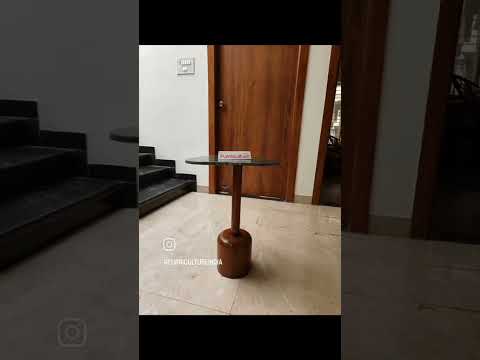 Stone Top Wooden Corner Table