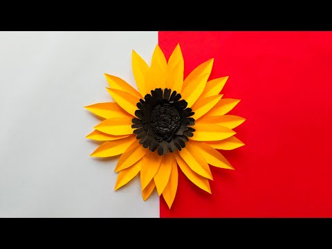 Beautiful Paper Sunflower Making Tutorial - DIY Paper Flower for Room Decoration - Paper Craft