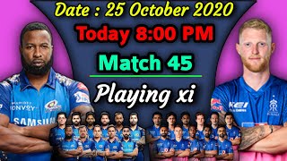 IPL 2020 - Match 45 | Mumbai Indians vs Rajasthan Royals Playing xi | MI vs RR Match Playing 11