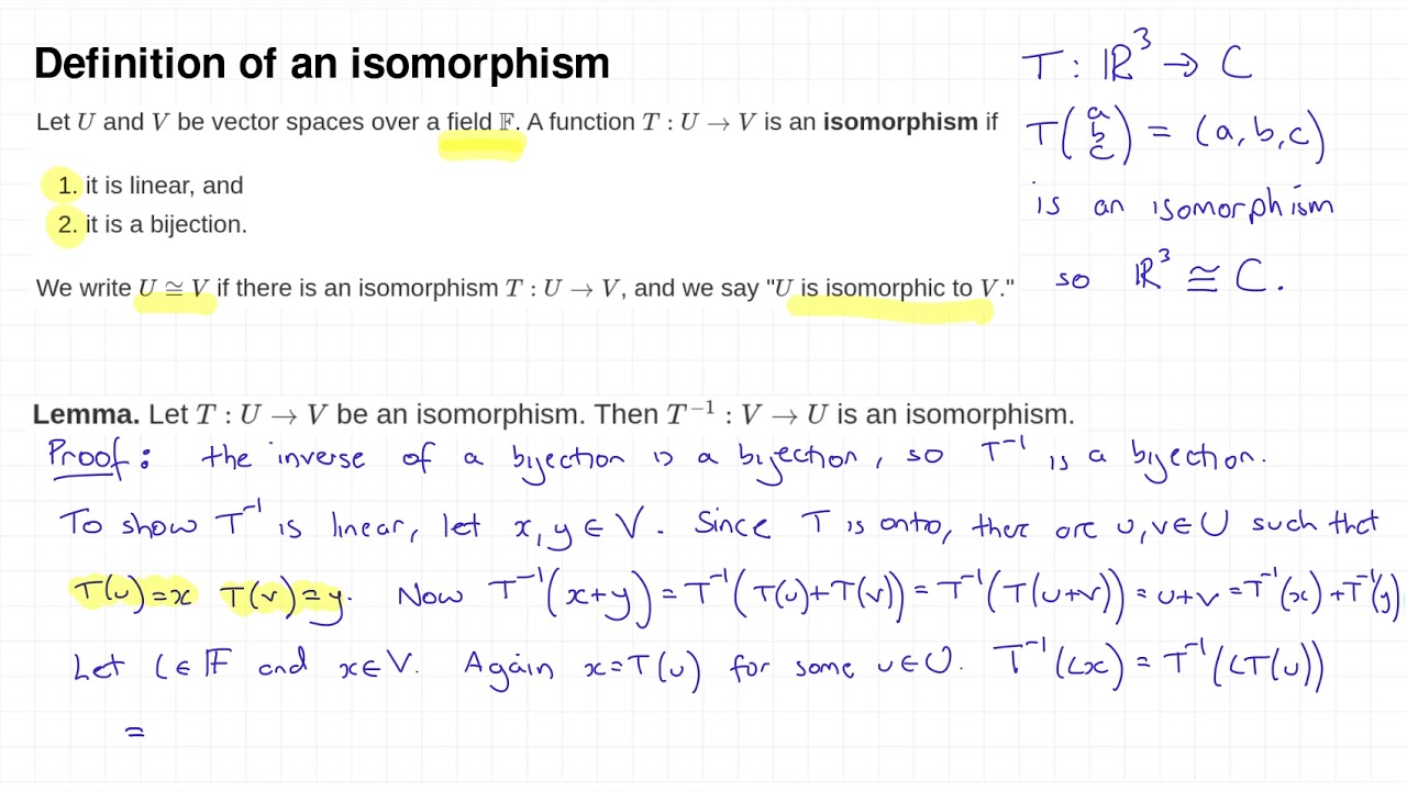 MATH0005 L64: isomorphisms of vector spaces