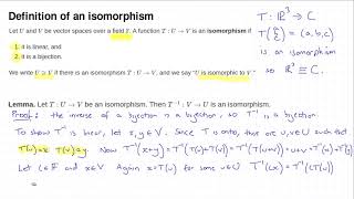 MATH0005 L64: isomorphisms of vector spaces