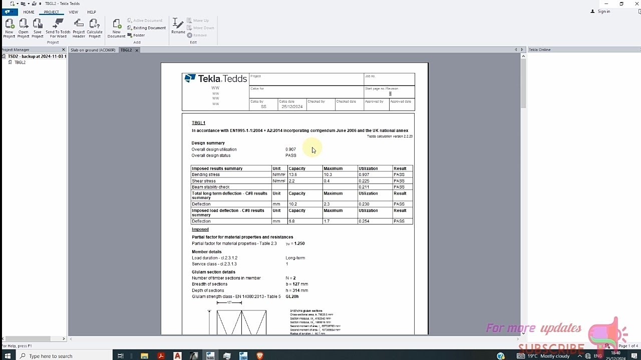 How to Export Timber design results from Tekla Structural designer to Tekla Tedds