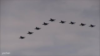 preview picture of video 'Formation Flight&Landing.F-2 fighter aircraft (nine airplanes) Air Festival at Misawa Air Base'