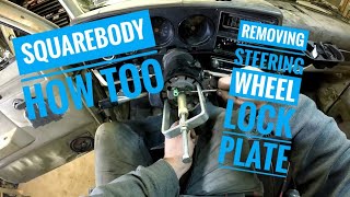 How to remove steering wheel locking plate from your GM, Squarebody Chevy steering column.