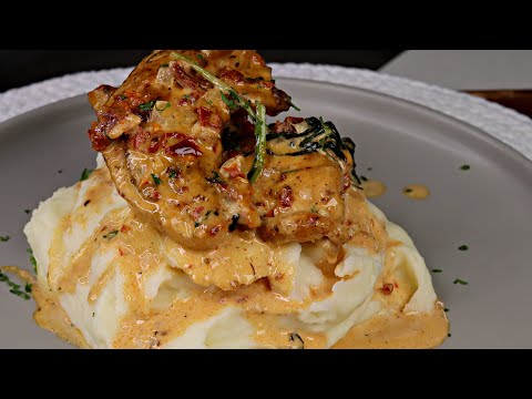 Delicious Creamy Tuscan Chicken with Creamy Mashed Potatoes | You MUST Try This ASAP!