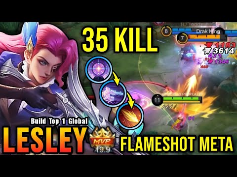35 Kills!! New Build Lesley MVP 19.9 Points with Flameshot META - Build Top 1 Global Lesley ~ MLBB