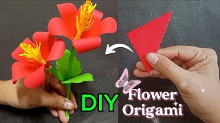 How to make Hibiscus paper flower Origami/Beautiful Hibiscus flower/DIY Tutorial Step by step