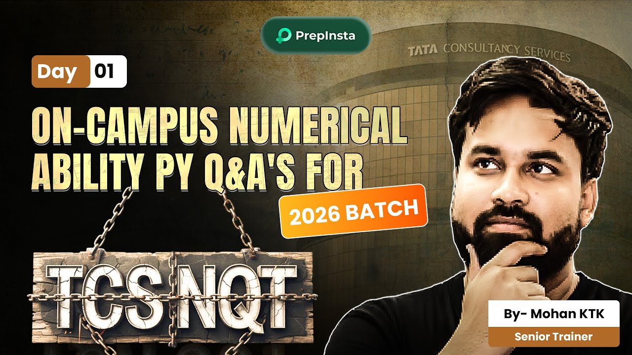 TCS NQT 2026 LIVE 🔴 | Numerical Ability PYQs & Answers | On-Campus Prep Guide