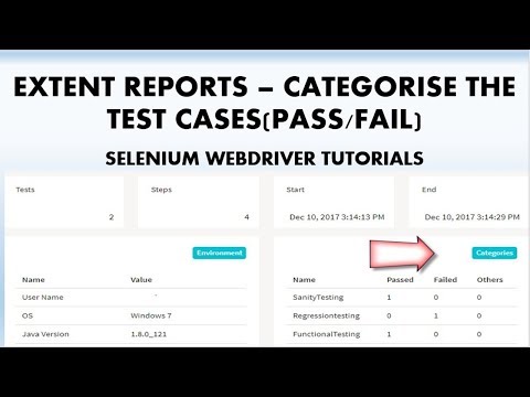 Extent Reports 3 0 | How to add categories in Extent Reports with Pass or Fail status Video