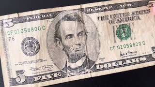 SERIES￼ 2001 FIVE DOLLAR BILL￼