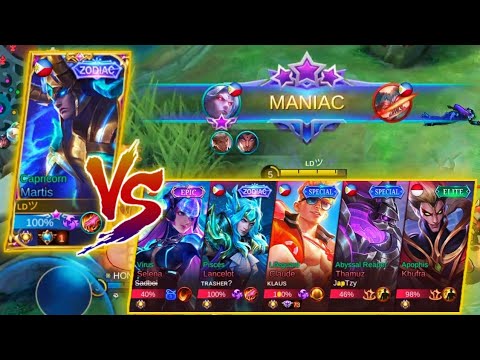 Top 1 Supreme Martis VS 5 Meta heroes | Martis Solo Rank Game | Core Martis Easy Maniac - MLBB