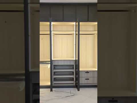 Aluminium Profile Shutter With Glass Finish Modular Wardrobe