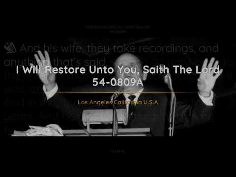 54-0809A - I Will Restore Unto You Saith The Lord - William Branham