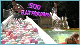 500 BATH BOMBS IN SWIMMING POOL‼️