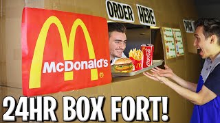 I OPENED A 24 HOUR McDONALD'S BOX FORT! 📦🍔 (FAST FOOD RESTURANT CHALLENGE!)