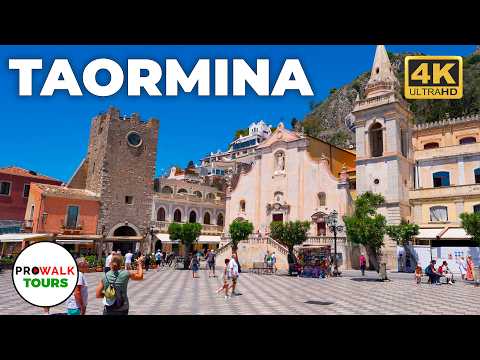 Taormina, Sicily 4K Tour - Italy 4K Walking Tour with Historical Captions!