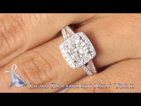 ER-SOLD-147 - 2.39 Carat G-SI1 Cushion Cut Diamond Engagement Ring 18k Pave Halo Vintage Style