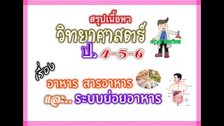 สรุปเนื้อหาวิทยาศาสตร์ ป.4-5-6 ||  .... เรื่อง อาหาร สารอาหาร และระบบย่อยอาหาร