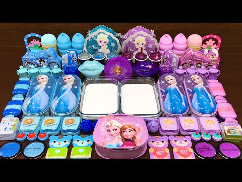 FROZEN BLUE vs PURPLE ! Mixing Random Things into Glossy Slime ! Satisfying Slime Video #185