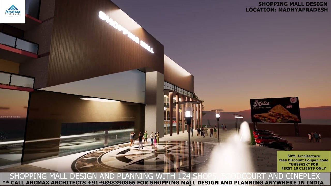 Shopping mall Design and planning with 124 shops, food court and cineplex|Smart Shopping mall design