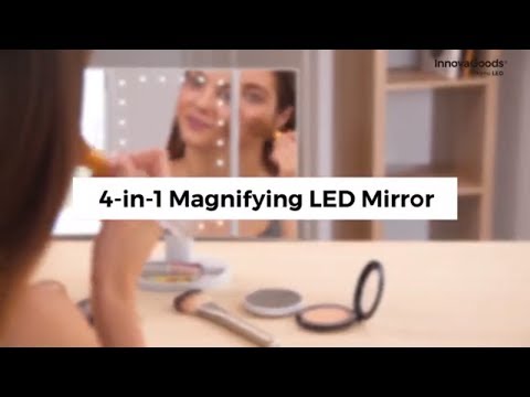 Oglinda cosmetica iluminata cu LED Innovagoods, Mildred, plastic ABS, 18x12 cm