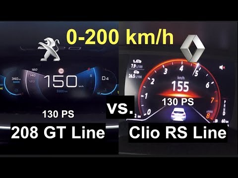 ACCELERATION BATTLE 200 km/h | Peugeot 208 1.2 PureTech 130 vs. Renault Clio 130 RS Line