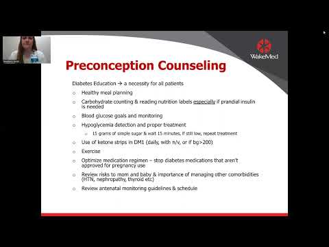 “Pre-gestational Diabetes in Pregnancy Part 1 of 2” –Heatherly M. Smith, PA-C, CDCES (Part 1/2)