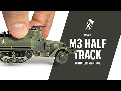 Painting a World War Two American M3 half-track model