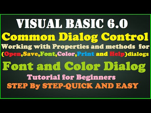 How to use Common dialog control in Visual basic- Font and Color Dialog in Visual Basic 6.0 Tutorial Video