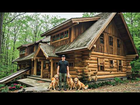Building the Safest Mountain Wood Cabin by Hand | Solo Bushcraft | Start to Finish Movie