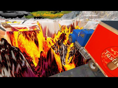 Beamng drive - Open Bridge Crashes over Volcano #1 (Jumping into Volcano Crashes)
