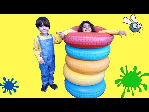 Inflatable tires for Kids and children! red blue yellow orange