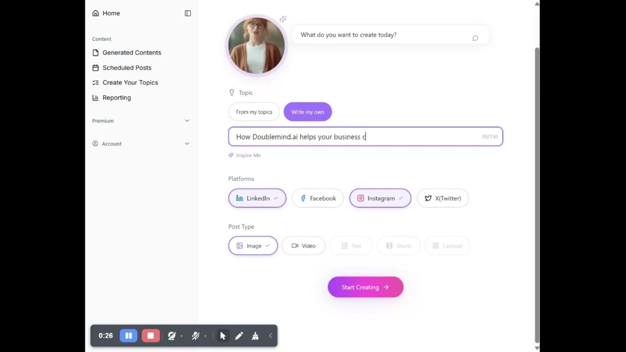 Creating your first piece of content with Sia
