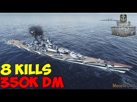 World of WarShips | Kremlin | 8 KILLS | 350K Damage -  Replay Gameplay 4K 60 fps