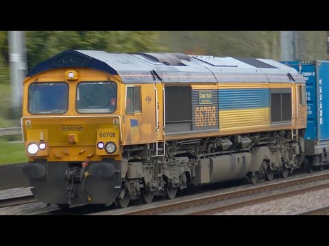 GBRf 66708 Glory To Ukraine Passes Carpenders Park For Trafford Park - Tuesday 18th April 2023