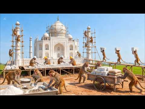 I Can’t Believe It! Indian Monkeys Rebuild the Taj Mahal of Emperor Shah Jahan (4K Cinematic)