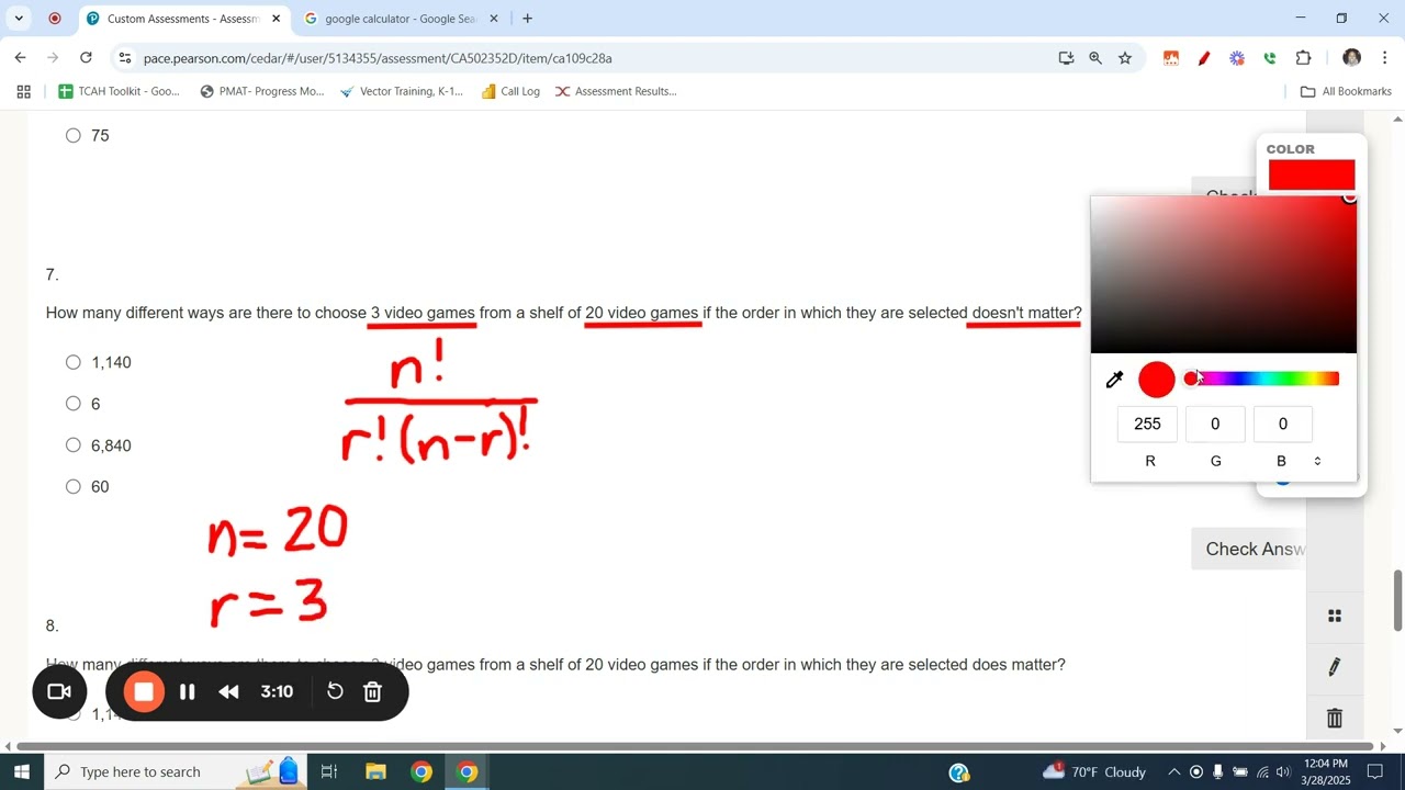 Unit 9 Sample Work Question 8