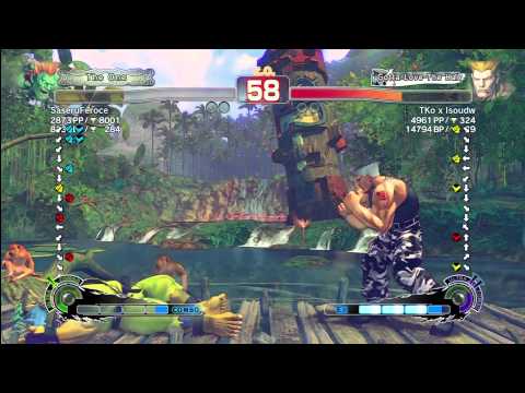 SaseruFeroce [Blanka] vs TKo x Isouwd [Guile] SSF4 Arcade Edition