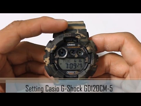 How to set casio g-shock gd120cm-5 camouflage digital mens s...