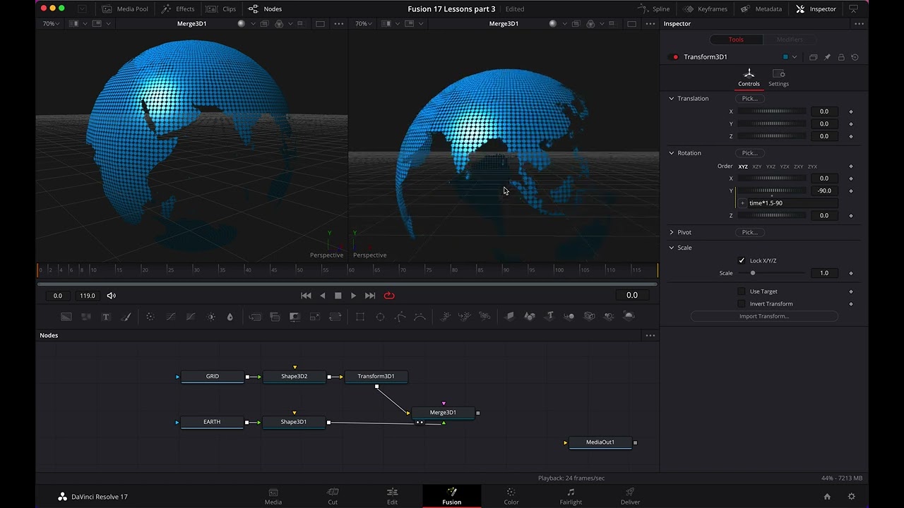 DaVinci Resolve 17 FUSION - Basic 3D Compositing (Lesson 9)