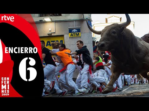 SEXTO ENCIERRO de San Fermín 2019 | Toros de Núñez del Cuvillo