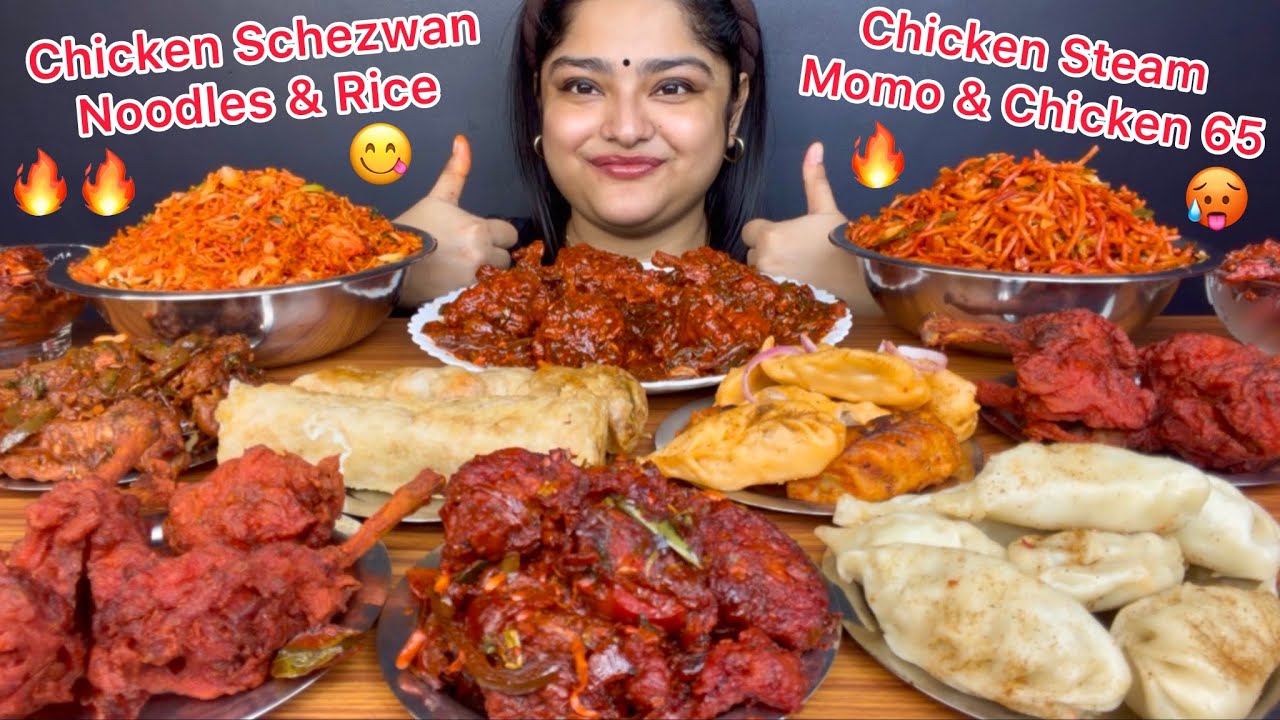 CHICKEN SCHEZWAN FRIED RICE, SCHEZWAN NOODLES, CHICKEN LOLLIPOP, CHICKEN MOMOS, CHICKEN CHILLI, ASMR