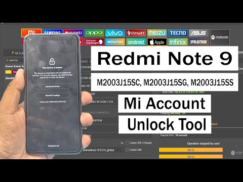 Redmi Note 9 M2003J15SC, M2003J15SG, M2003J15SS  Mi Account Bypass Unlock Tool💯✅