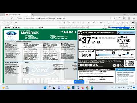 Ford Maverick window sticker
