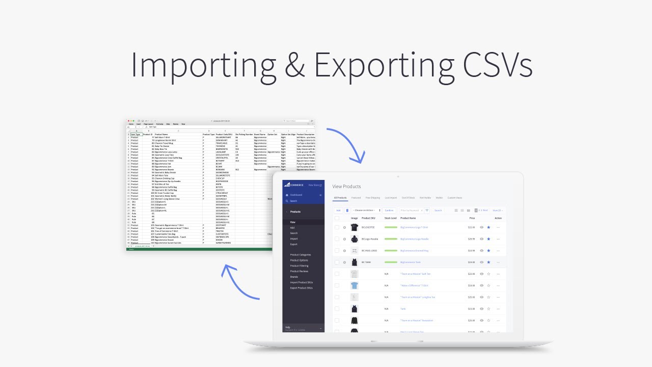 importing and exporting csv files in BigCommerce
