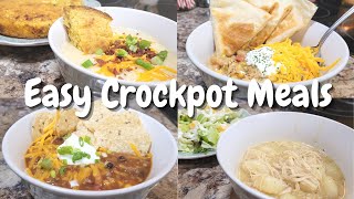 Easy Crockpot Meals | Chicken and Dumplings | Taco Soup | Loaded Potato Soup | White Chicken Chili