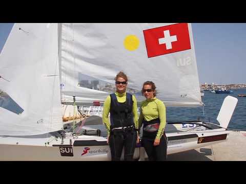 Alvaro Marinho and Swiss 470 team in Cascais