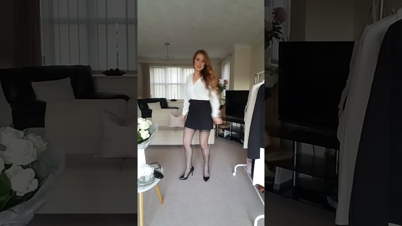 Office outfit Tryon,fully Fashioned Stockings ,highheels  #shorts #officestyle #stockings