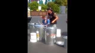 preview picture of video 'Boomer trash can percussion jam - Six Flags Agawam MA 7/27/12'